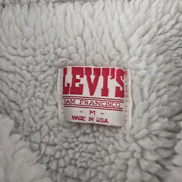 Vintage Levi's Black Denim Acid Wash Trucker Jacket  Sherpa Lining - Picture 2 of 9